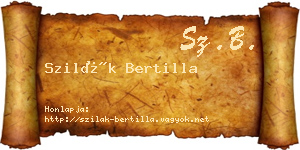 Szilák Bertilla névjegykártya